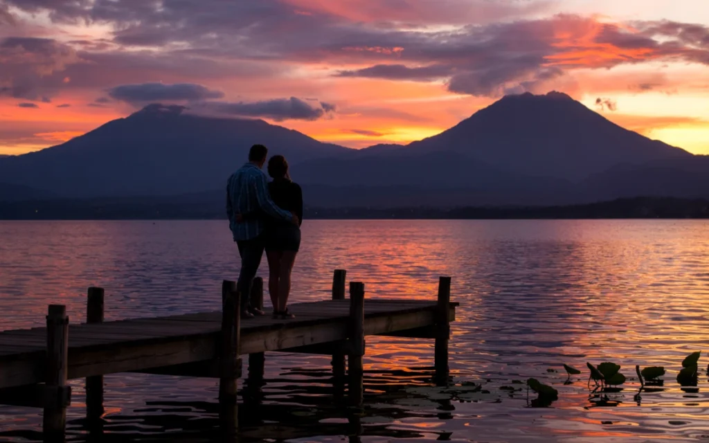 beautiful scenery at Lake Atitlan in Panajachel in the summer