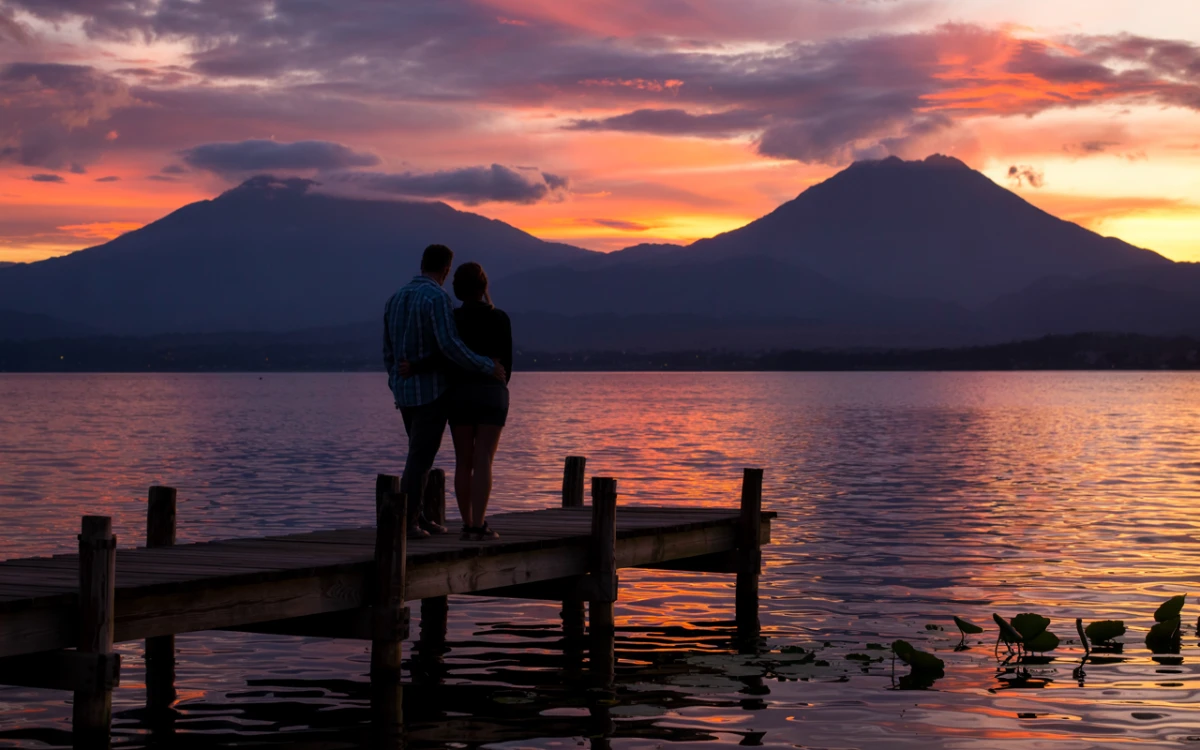 beautiful scenery at Lake Atitlan in Panajachel in the summer